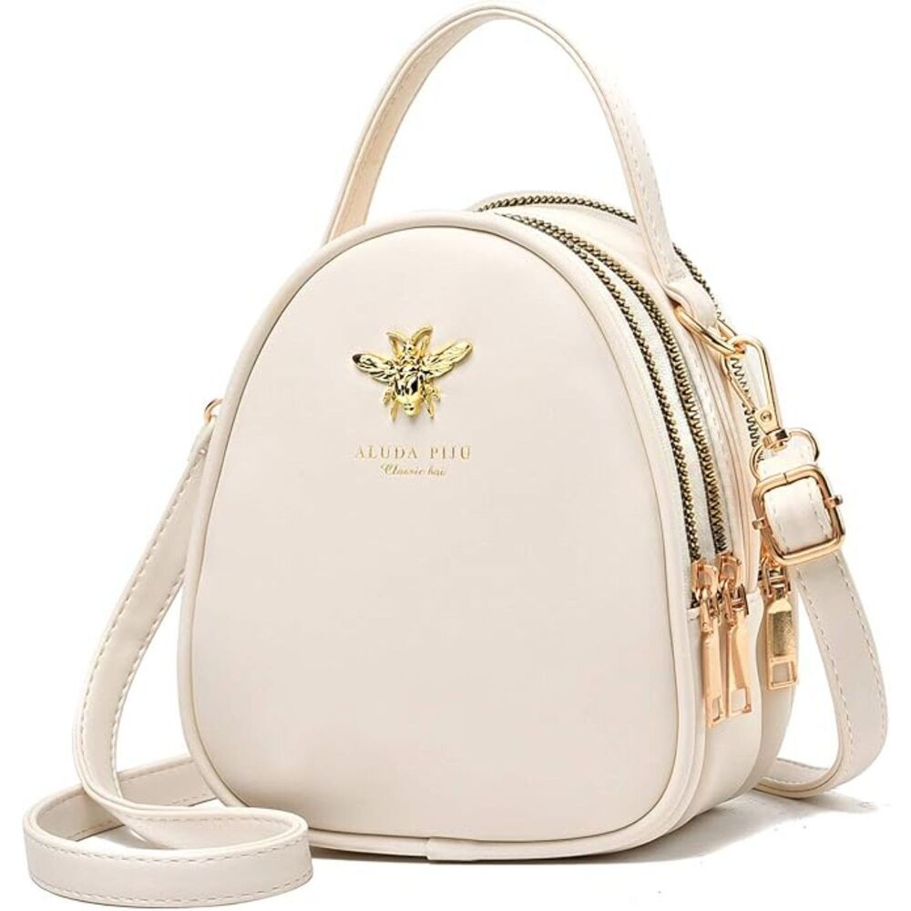 Women Beige Imported Faux Leather Stylish Small Crossbody Messenger Bags
